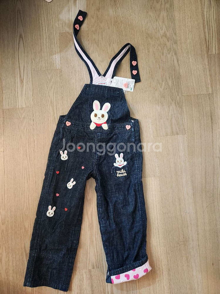 (새상품, 택달림) 미키하우스 우사코 멜빵바지 100--0