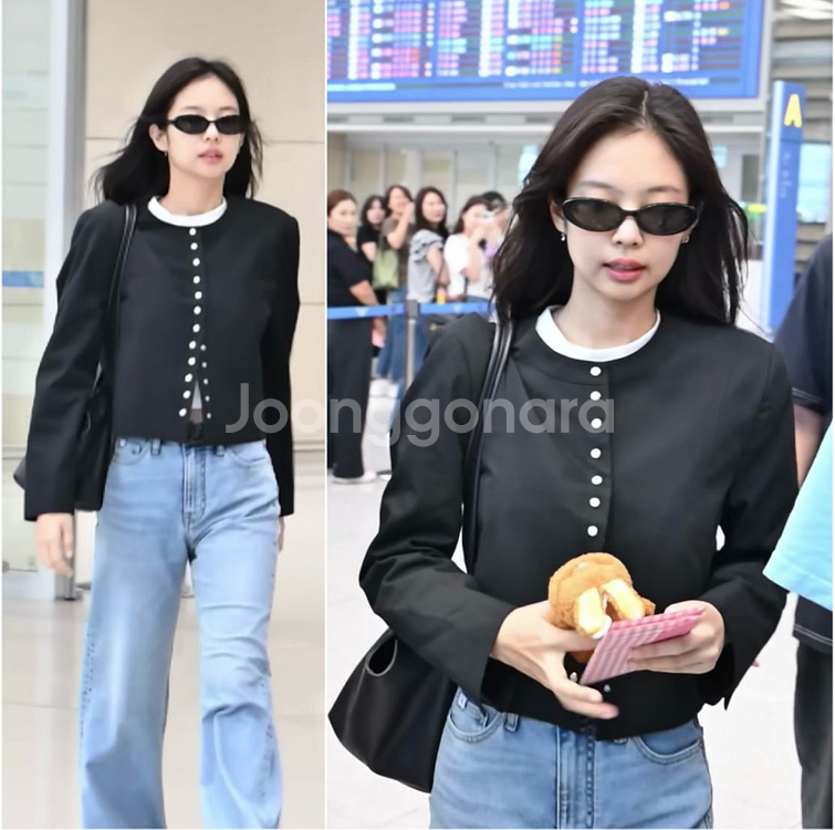 MAISONMARAIS 블랙 크롭 자켓 34-제니 공항패션 자켓--1