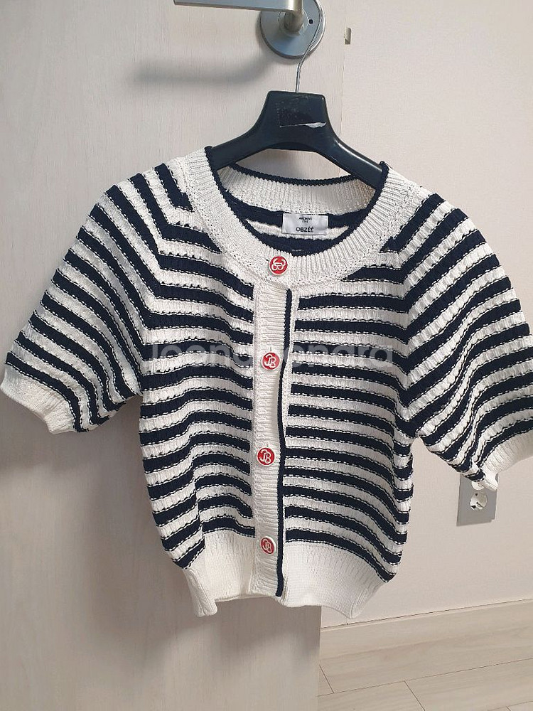 오브제 스트라이프 니트 가디건--0