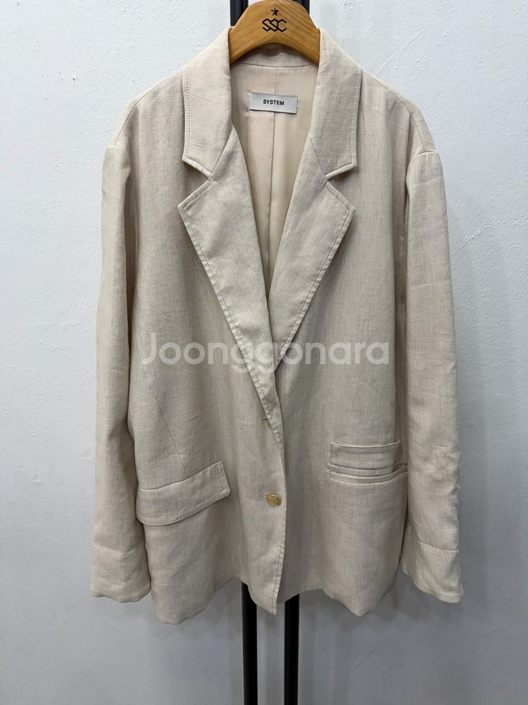 정품) 시스템 한섬 23ss 오버사이즈 린넨 블레이저 자켓 88--0