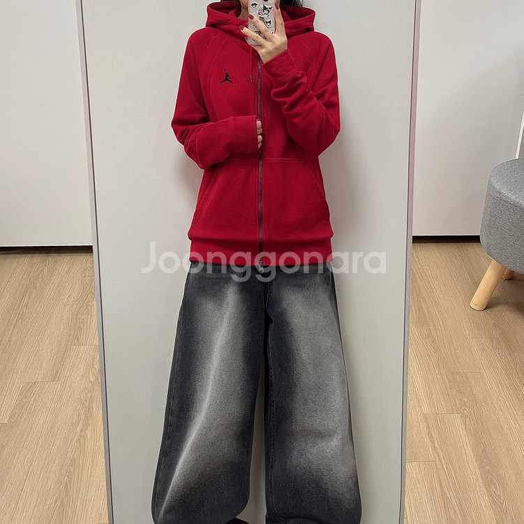 나이키 조던 자수로고 풀집업 레드 후드집업--0