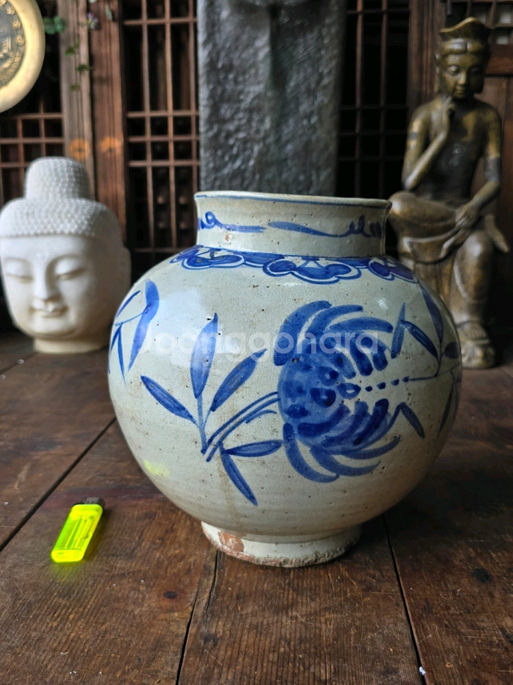 조선시대 청화백자 불수문호/석류문호--0