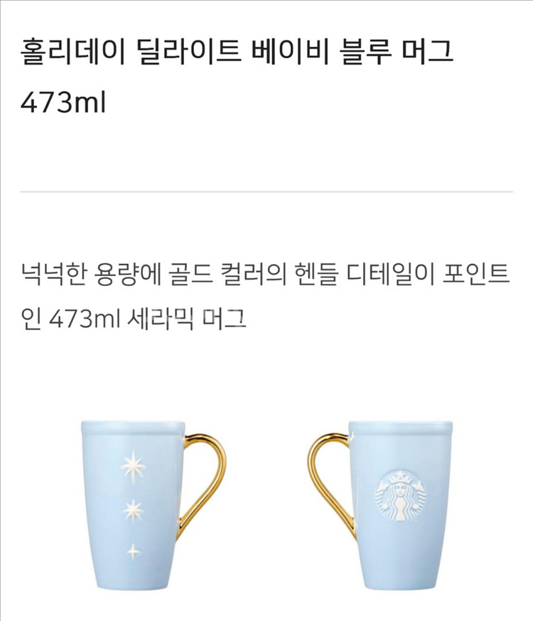 스타벅스 홀리데이 달라이트 베이비 블루 머그--0