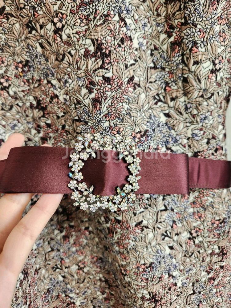 레니본 핑크브라운 원피스+보석벨트세트 66 하객룩--1