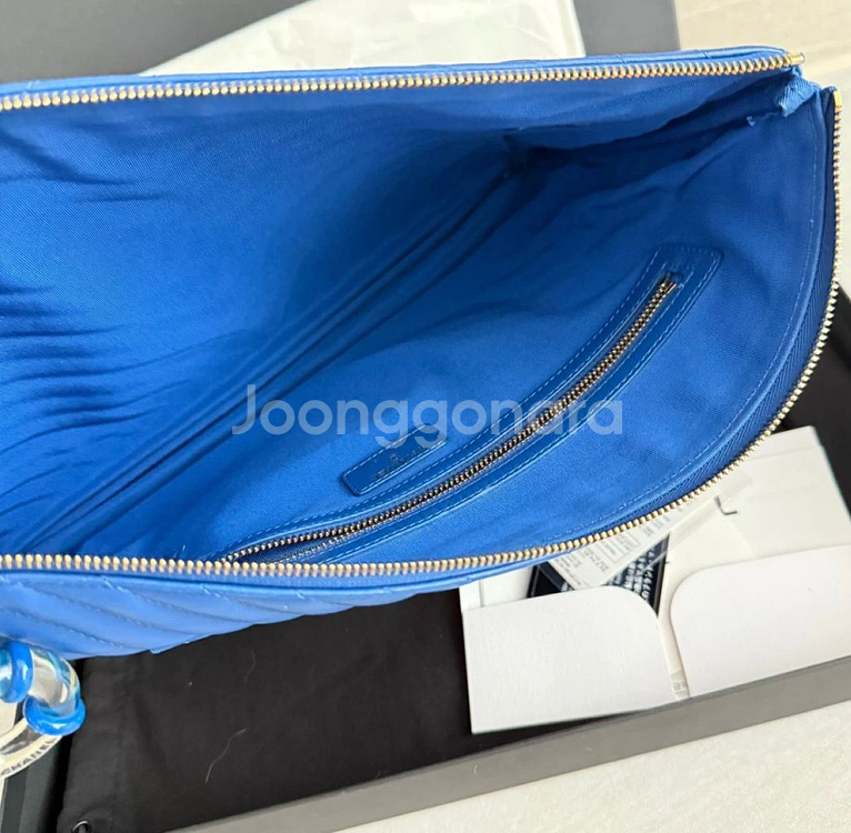 샤넬 퀼팅 램스킨 클러치백 라지--4