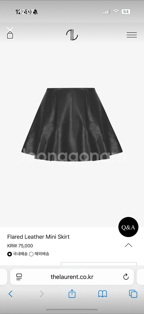 더로랑 플레어 레더 미니스커트--0