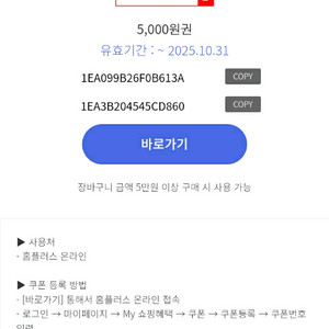 홈플러스 온라인 5천원x2 상품권