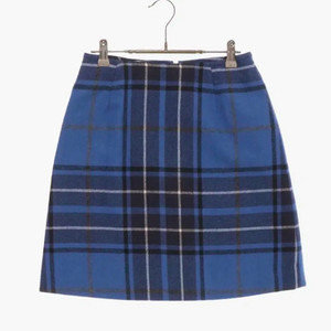 YORK LAND 울 모직 체크 빈티지 블루 스커트