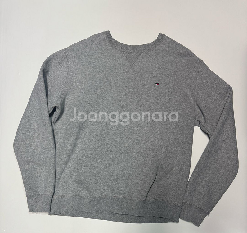 타미힐피거 스몰 로고 그레이 기모 스웻 맨투맨 L--0