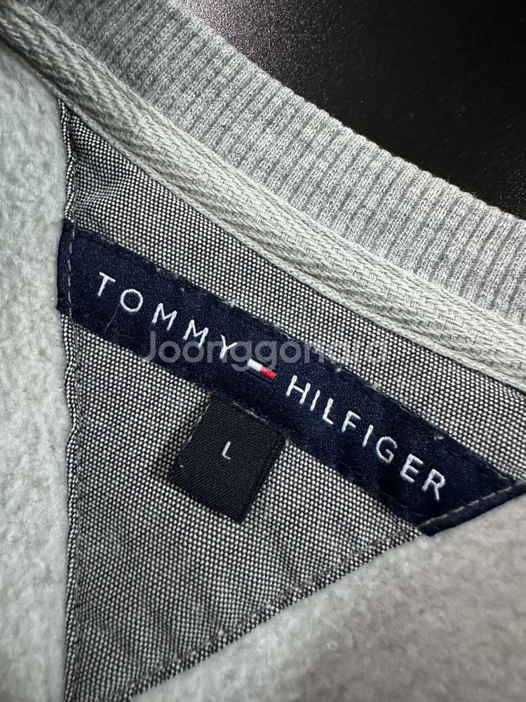 타미힐피거 스몰 로고 그레이 기모 스웻 맨투맨 L--2