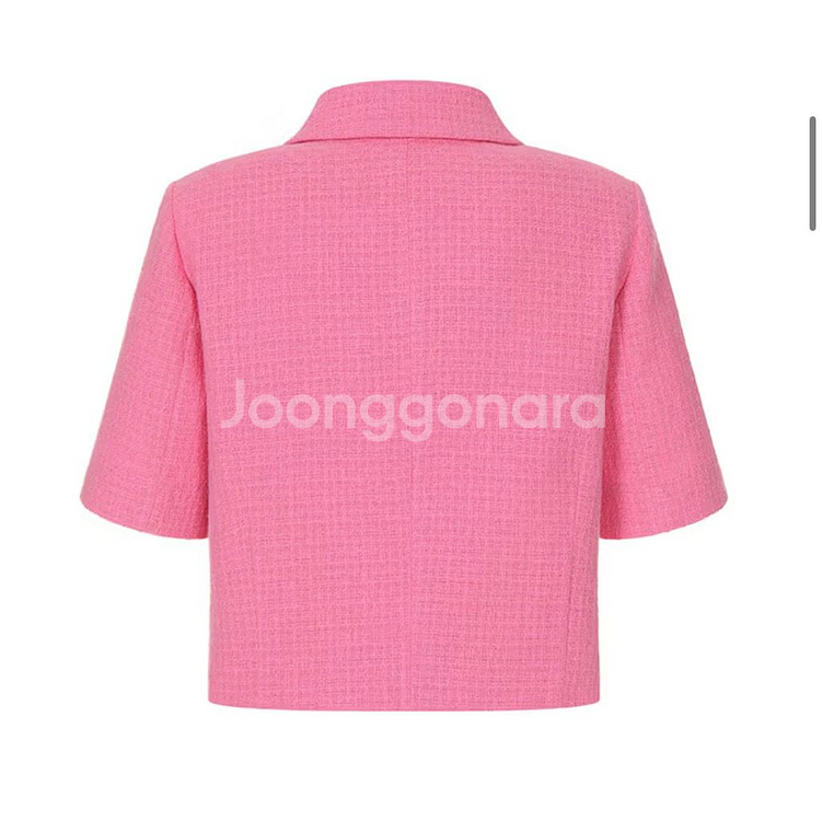 (새상품, 택O)올리브데올리브 크롭 싱글 트위드 자켓 핑크 66--1