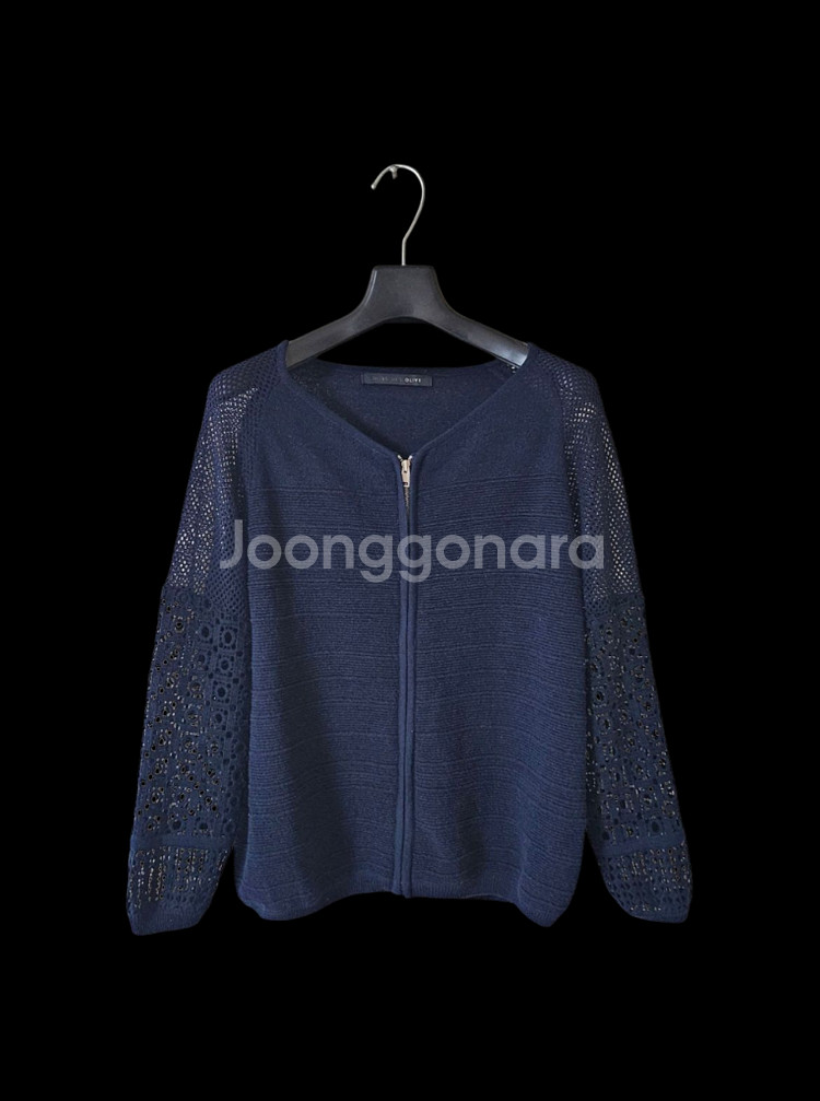 올리브데올리브 네이비 펀칭 지퍼 여성 가디건 M--0