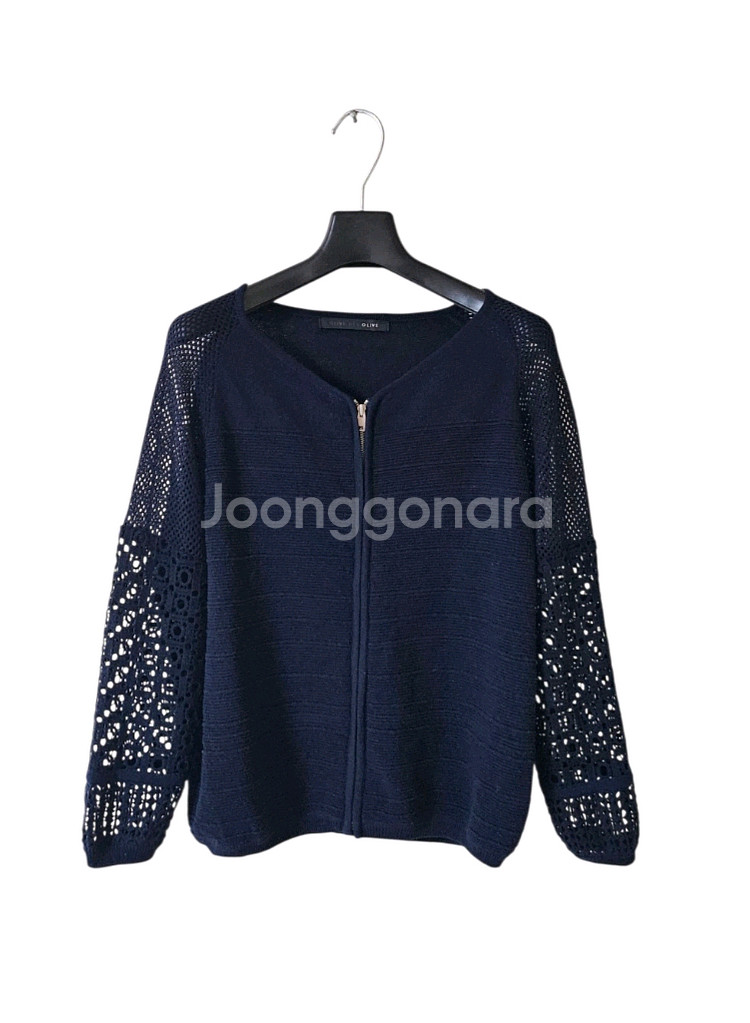 올리브데올리브 네이비 펀칭 지퍼 여성 가디건 M--1
