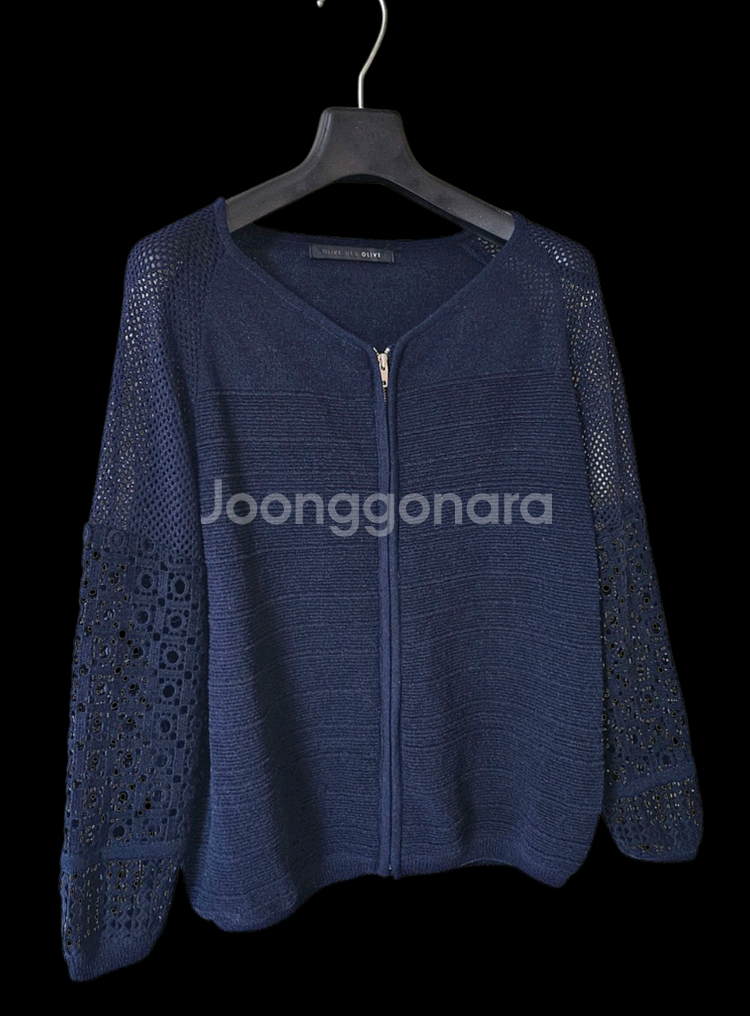 올리브데올리브 네이비 펀칭 지퍼 여성 가디건 M--2