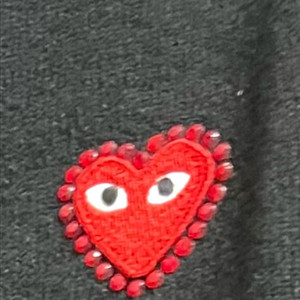 꼼데가르송 가디건 검정 xs -하트 패치(하트테투리큐빅박힘)