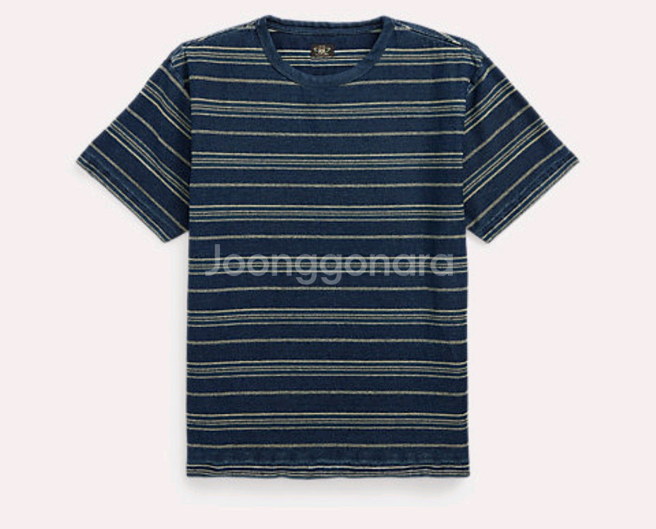 더블알엘 인디고 스트라이프 저지 티셔츠 XL RRL--0