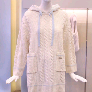 케이블 후드 니트 탑