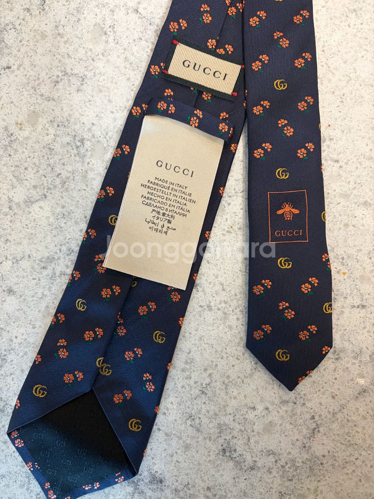 구찌 인터로킹 플라워 실크 넥타이--2