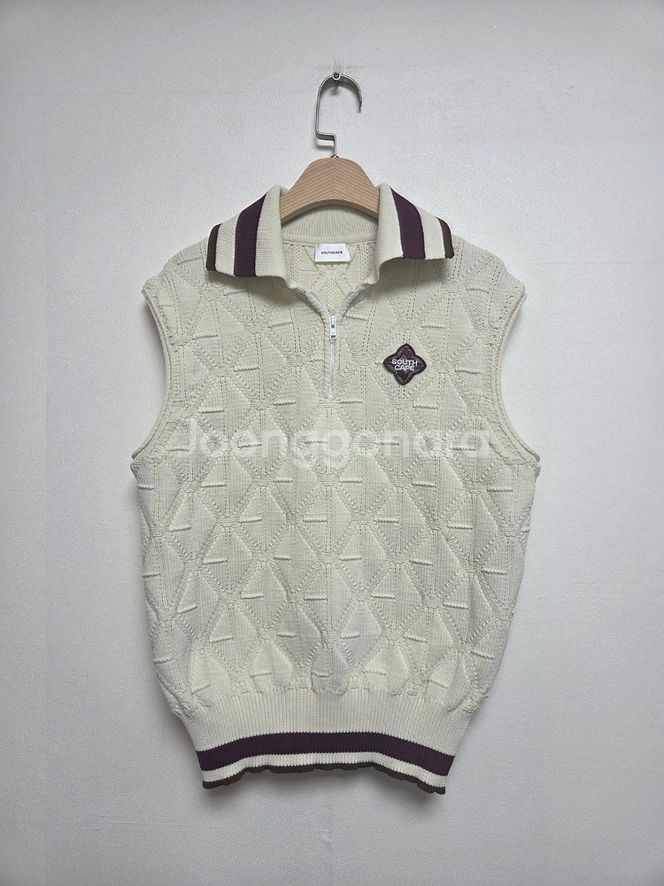 사우스케이프 여성 골프 하프집업 니트 베스트 아이보리(L)--0