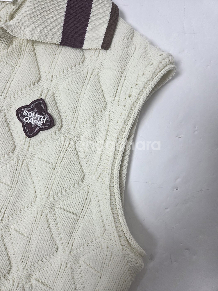 사우스케이프 여성 골프 하프집업 니트 베스트 아이보리(L)--3