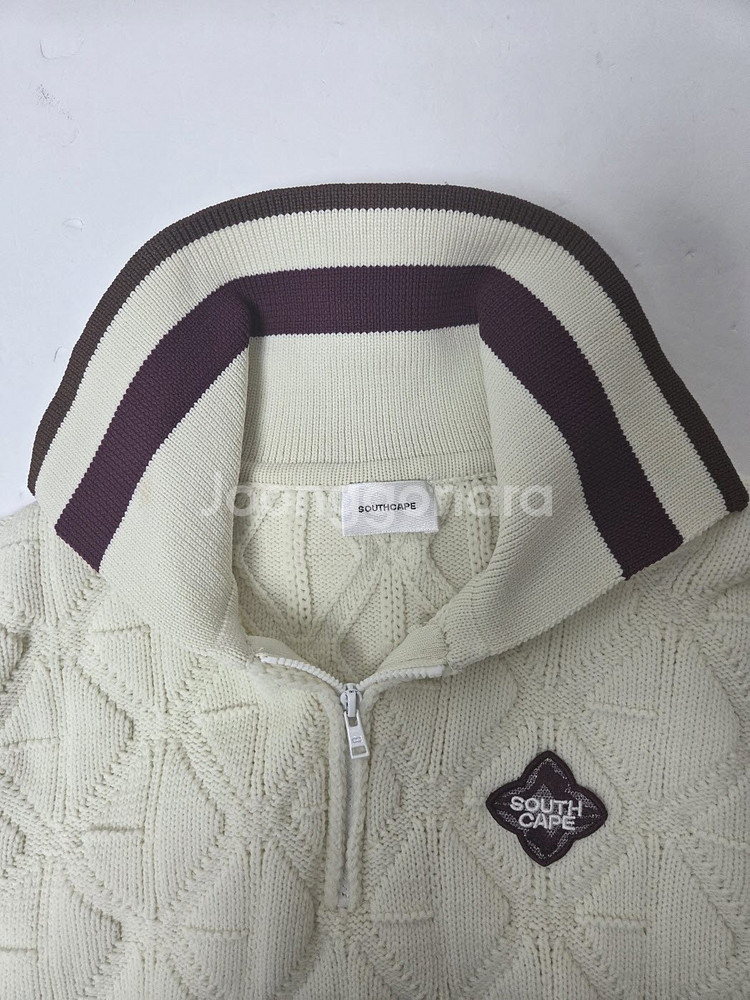 사우스케이프 여성 골프 하프집업 니트 베스트 아이보리(L)--7