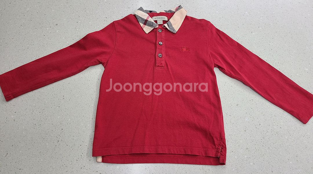 버버리 키즈 체크 카라 폴로셔츠 4Y--1