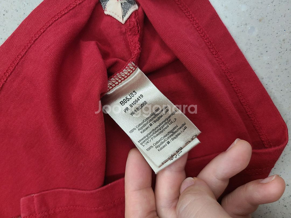 버버리 키즈 체크 카라 폴로셔츠 4Y--3