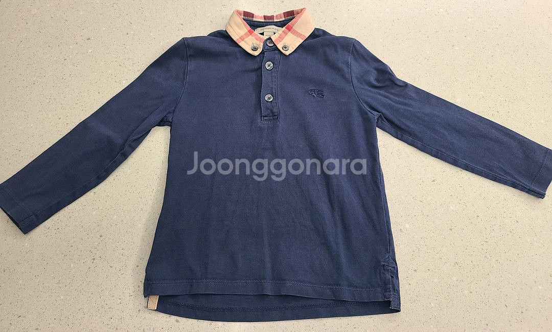 버버리 키즈 체크 카라 폴로셔츠 4Y--5