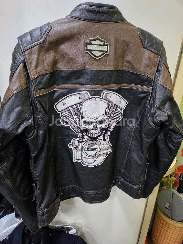 할리데이비슨 버팔로 가죽 바이커 자켓 L사이즈--5