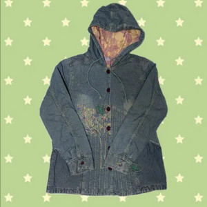 일본 빈티지 모리걸 자수 후드청자켓