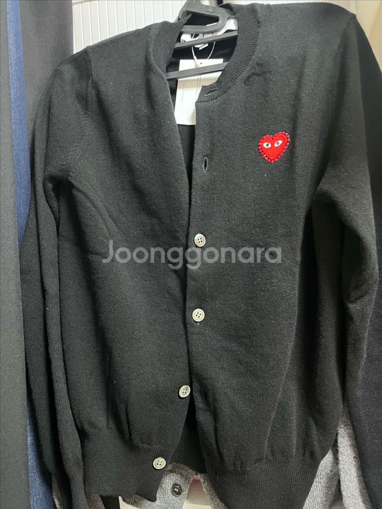 꼼데가르송 가디건 검정 xs -하트 패치(하트테투리큐빅박힘)--1