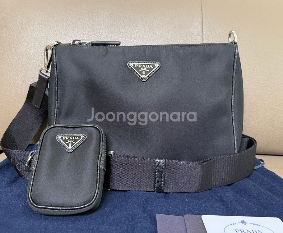 프라다 나일론 사피아노 테수토 숄더백 블랙--0