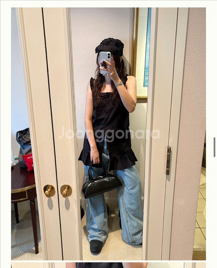 [새상품] 바이무드 프릴 슬리브리스 원피스 블랙--2