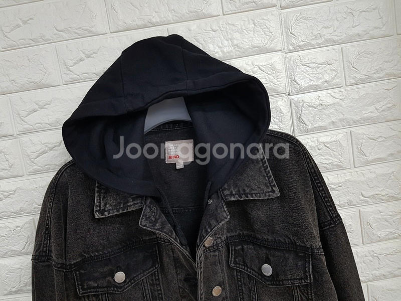 스파오 크롭 후드 데님 자켓 여성S (55-66)숏 오버핏--2