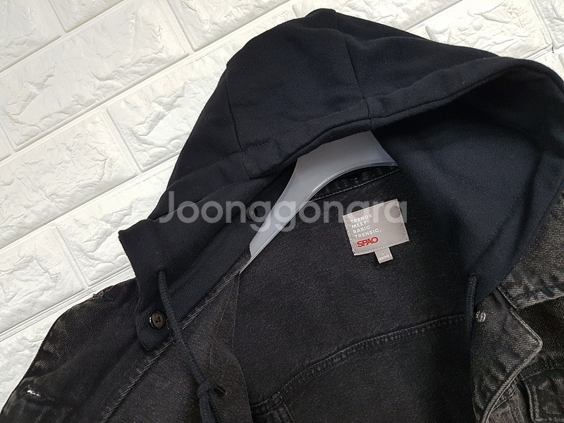 스파오 크롭 후드 데님 자켓 여성S (55-66)숏 오버핏--3