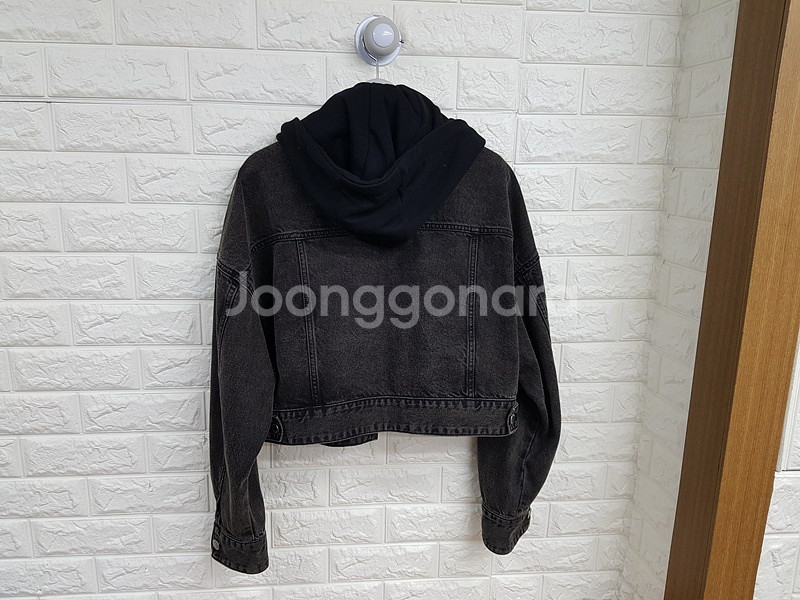 스파오 크롭 후드 데님 자켓 여성S (55-66)숏 오버핏--5