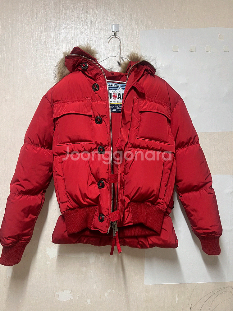 남성 퍼 후드 다운 패딩 숏 점퍼 46 국내95--0