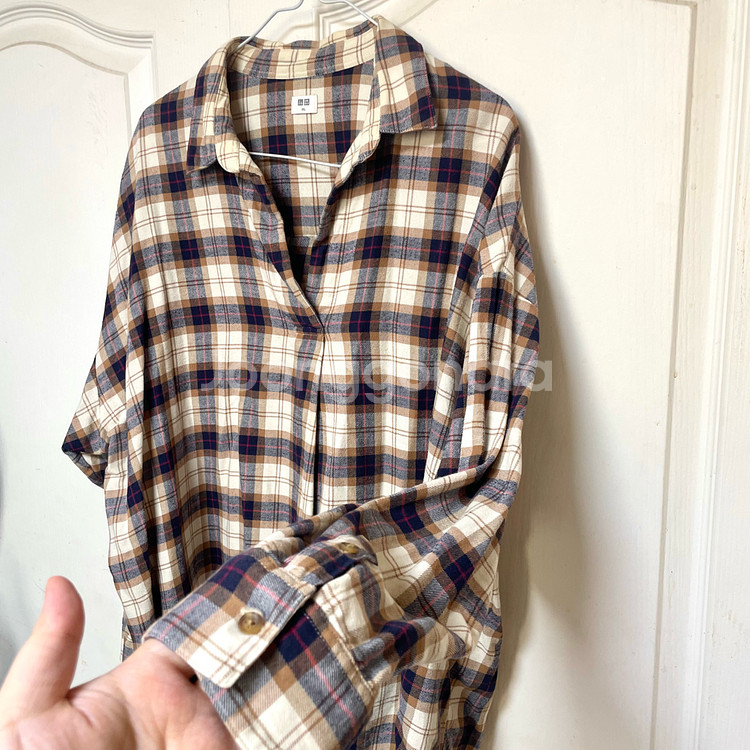 유니클로 빅사이즈 플란넬 체크셔츠 3XL--3