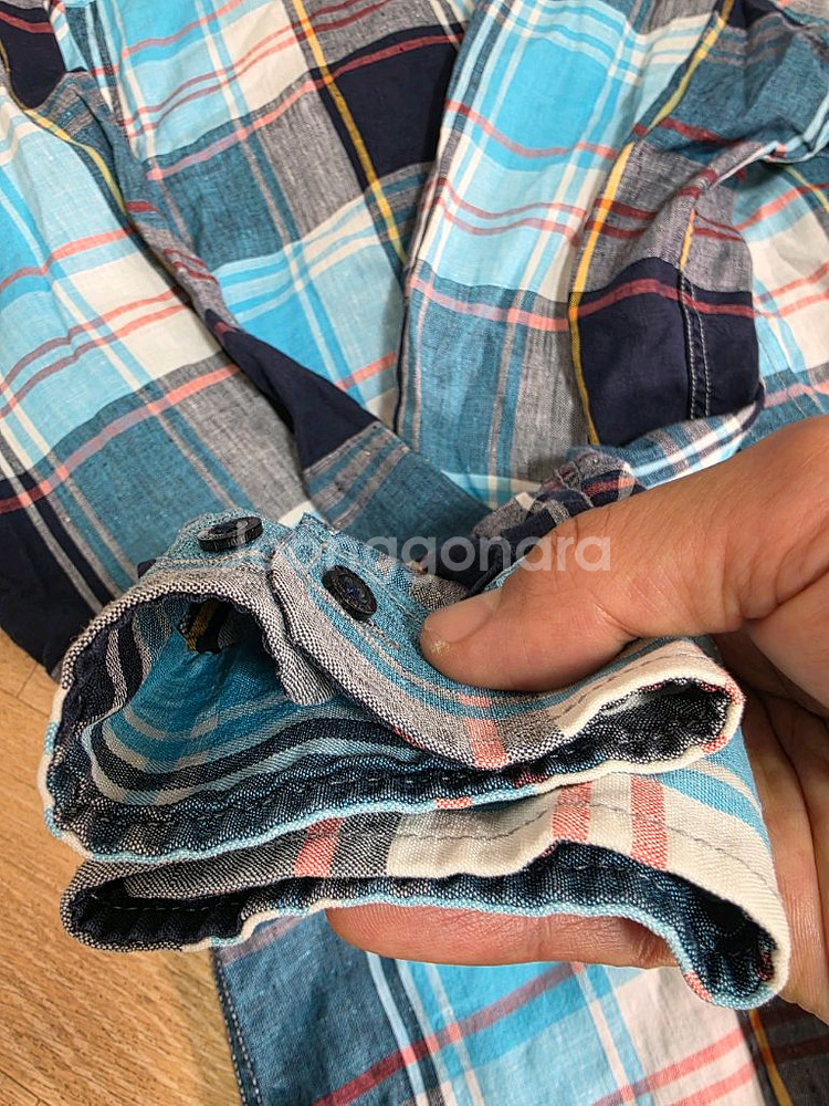 라코스테 린넨 체크 셔츠 100--5