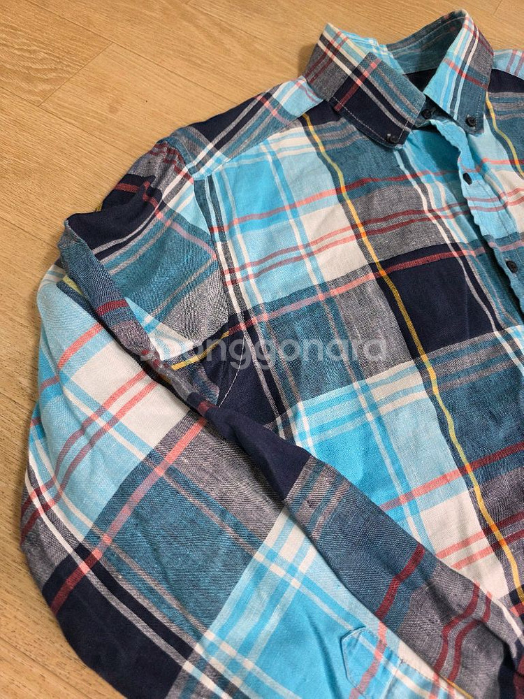 라코스테 린넨 체크 셔츠 100--4