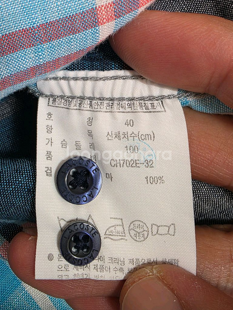 라코스테 린넨 체크 셔츠 100--8