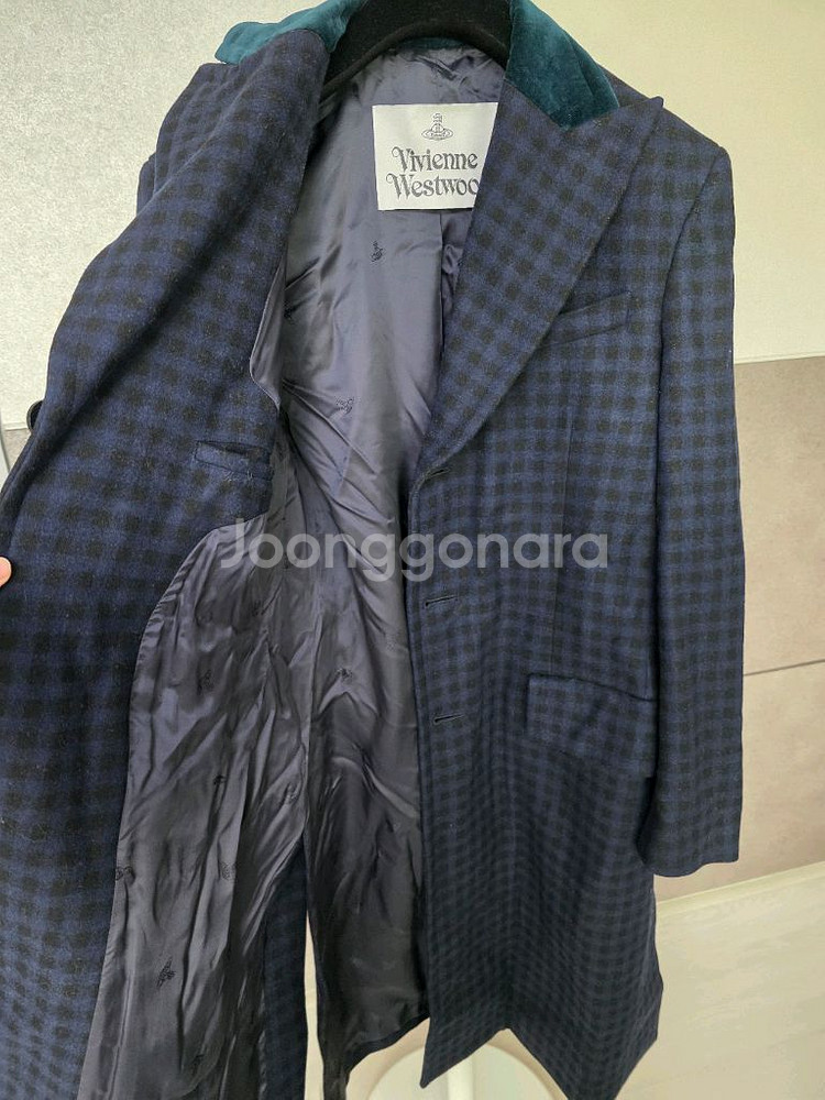 비비안웨스트우드 체크 롱코트 46--4