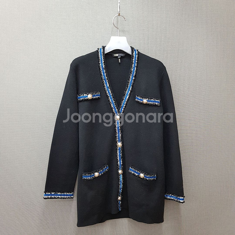 마쥬 maje 블랙 트위드 포인트 골드버튼 가디건 1사이즈--1