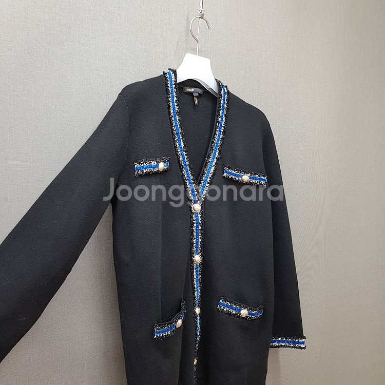 마쥬 maje 블랙 트위드 포인트 골드버튼 가디건 1사이즈--3