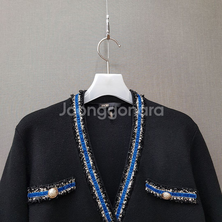 마쥬 maje 블랙 트위드 포인트 골드버튼 가디건 1사이즈--2