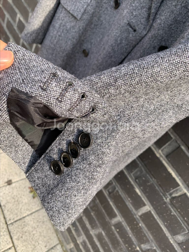 준지 헤링본 울 더블 코트 피크드라펠 상태깨끗 50사이즈(105--7