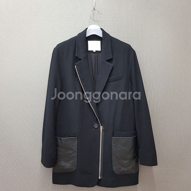 마쥬 maje 울 블렌드 가죽 포켓 블레이저 자켓 1사이즈--0