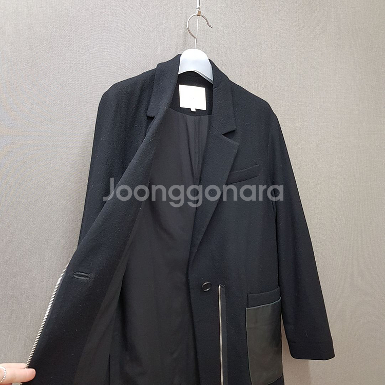 마쥬 maje 울 블렌드 가죽 포켓 블레이저 자켓 1사이즈--4