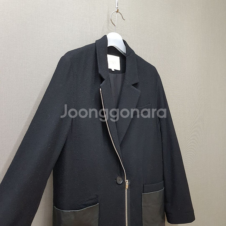 마쥬 maje 울 블렌드 가죽 포켓 블레이저 자켓 1사이즈--2