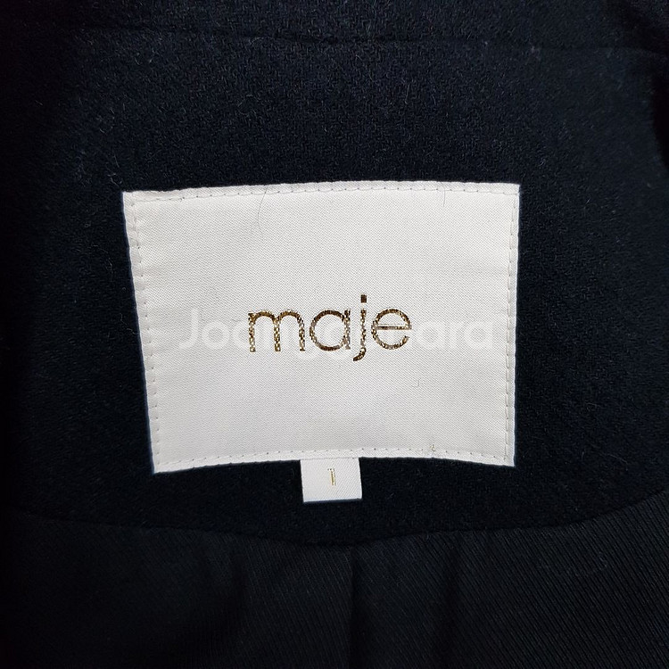 마쥬 maje 울 블렌드 가죽 포켓 블레이저 자켓 1사이즈--5